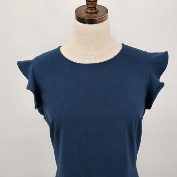 LOFT Dresses & Skirts - Loft Pencil Dress Women's 10 Teal Flutter Sleeves Pockets